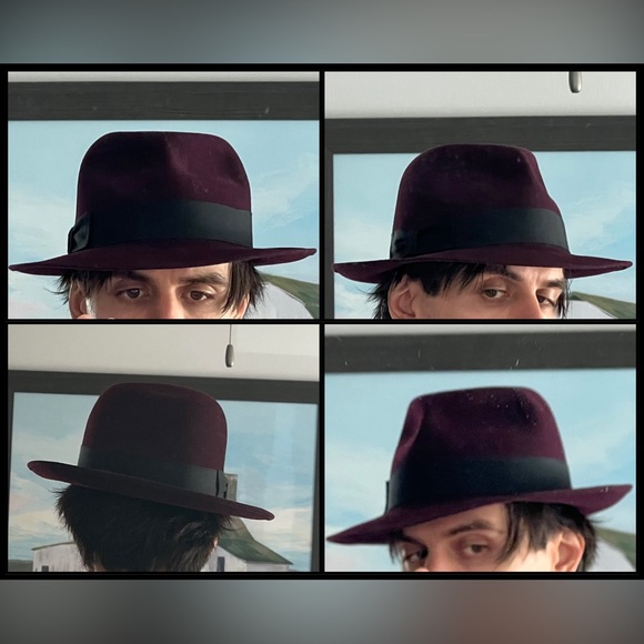 Dobbs Burgundy Fedora size 7 1/8 57cm - Picture 2 of 5